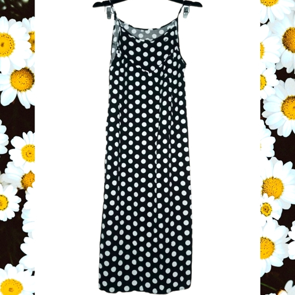 Retro rockabilly black and white polkadot maxi L